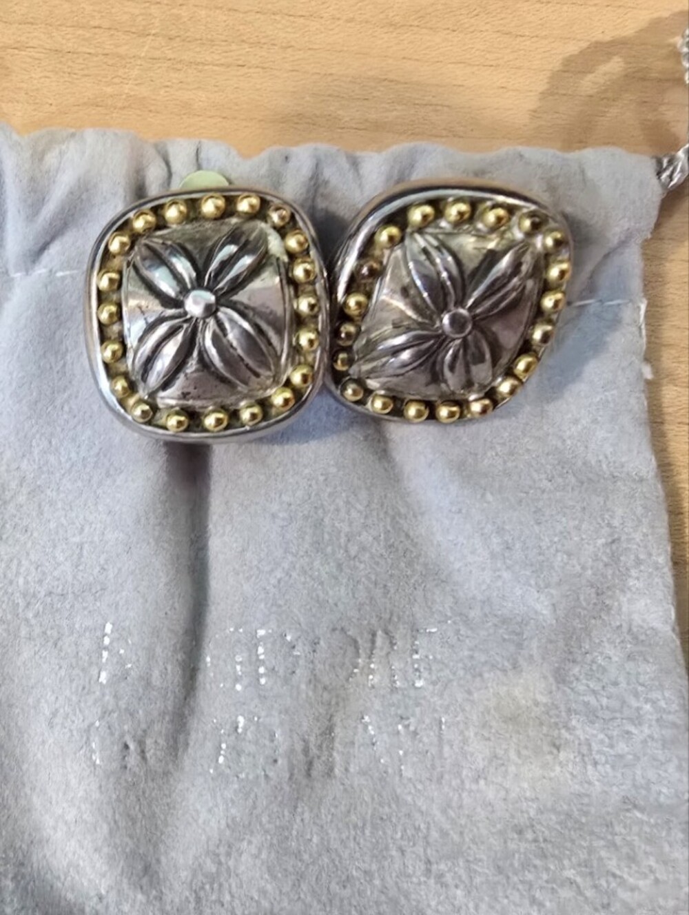 Steve Vaubel Vintage Sterling Silver and Goldplate Square Earrings